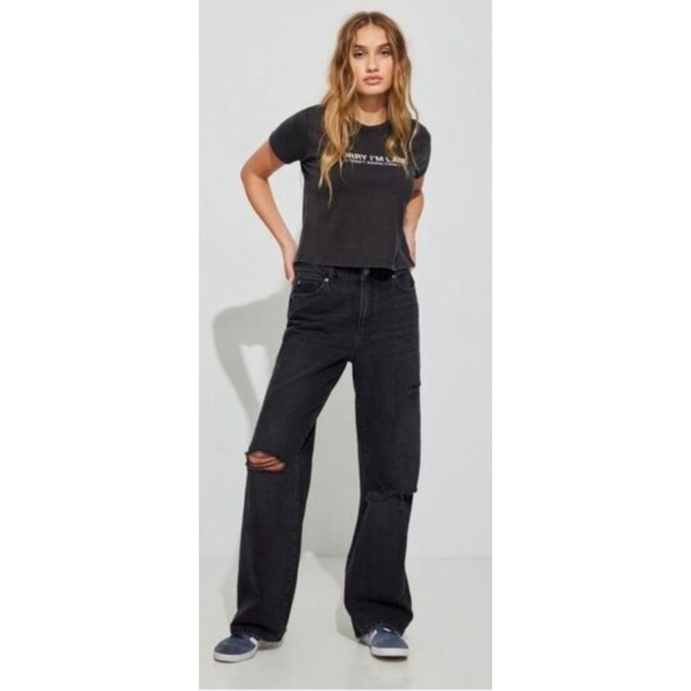 Garage Distressed Wide Leg Jeans Black Size 01/25